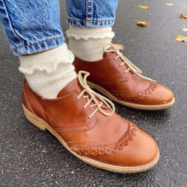 ruffle socks petiteknit rysjesokker strikkesokker arwetta frukvist.no
