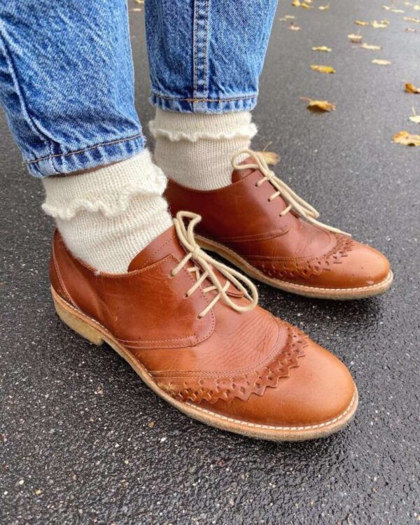 ruffle socks petiteknit rysjesokker strikkesokker arwetta frukvist.no