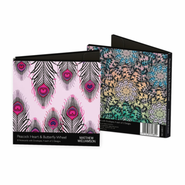 Notecards - Peacock Heart & Butetrfly Wheel