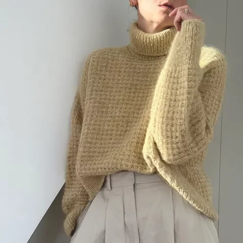 waffle_loop_roll-neck sweater other_loops hos frukvist.no isager tweed og silk mohair