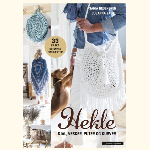 Hekle sjal, vesker, puter og kurver