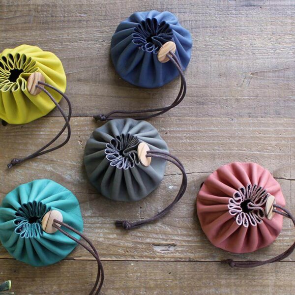 cohana plissert skinnpose lærpose Himeji Leather Pouch japansk strikkeverktøy frukvist.no