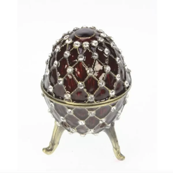 "Faberge" egg - gull/rød rutet dekor