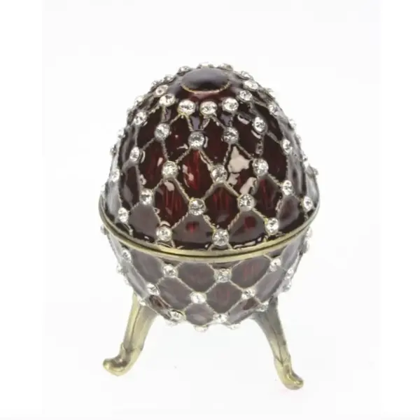 "Faberge" egg - gull/rød rutet dekor