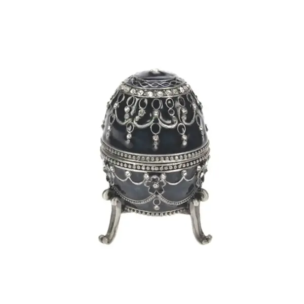 "Faberge" egg - sølv/sort