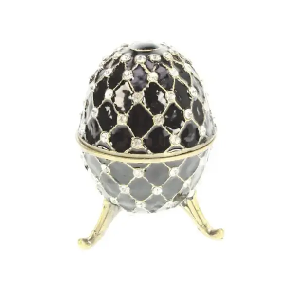 "Faberge" egg - gull/sort rutet dekor