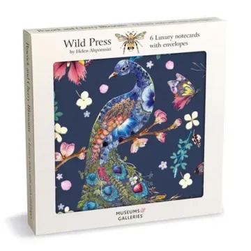Notecards pakke med 6 kort: Peacock and Cherry Blossom