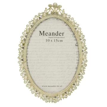 Bilderamme, oval med perler