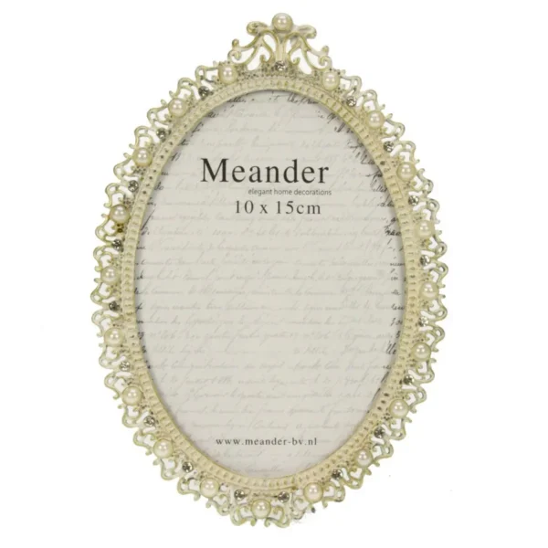 Bilderamme, oval med perler