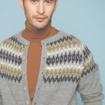 Elgseter Kofte til herre, strikket i Sandnes Peer Gynt