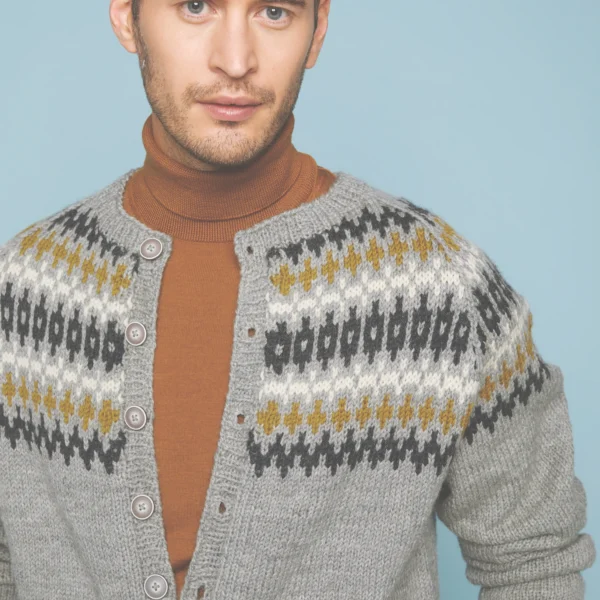 Elgseter Kofte til herre, strikket i Sandnes Peer Gynt