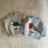 KFO Fuglesweater, strikket i dobbel tråd Merino