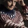 Tove av Nina Born / Mininit, designet for Filcolana- kolleksjonen More Women Høst 2026. Helmønstret genser strikket i Pernilla og Alva